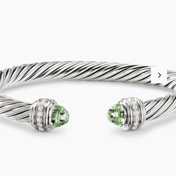 David Yurman Classic Cable Bracelet Sterling Silver with Prasiolite and Diamonds - Picture 7 of 8